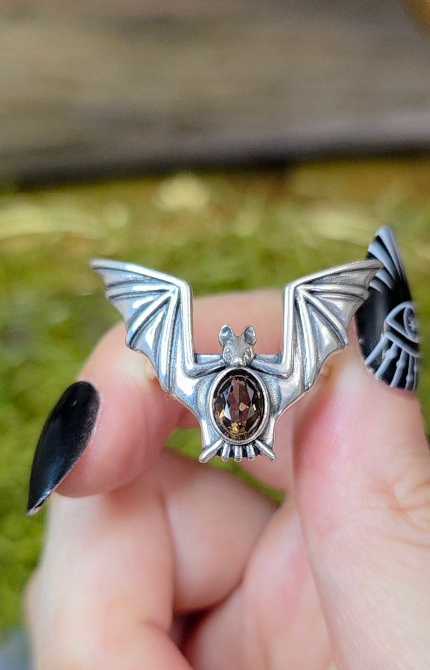 Smokey Quartz Bat Ring