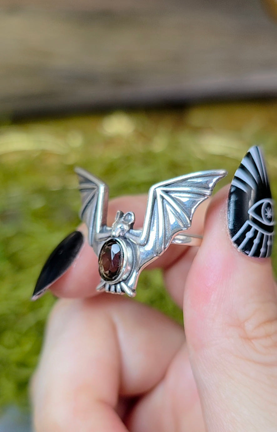 Smokey Quartz Bat Ring