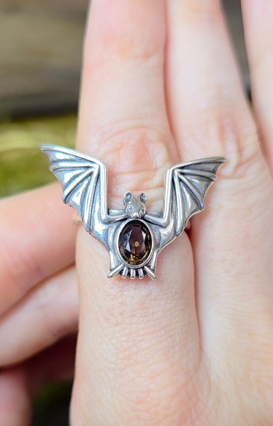 Smokey Quartz Bat Ring