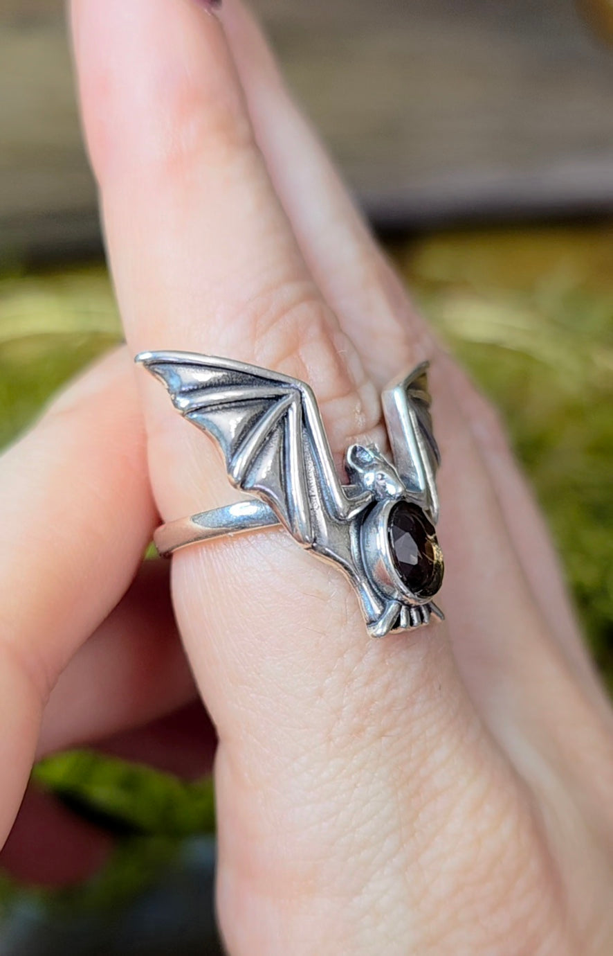 Smokey Quartz Bat Ring