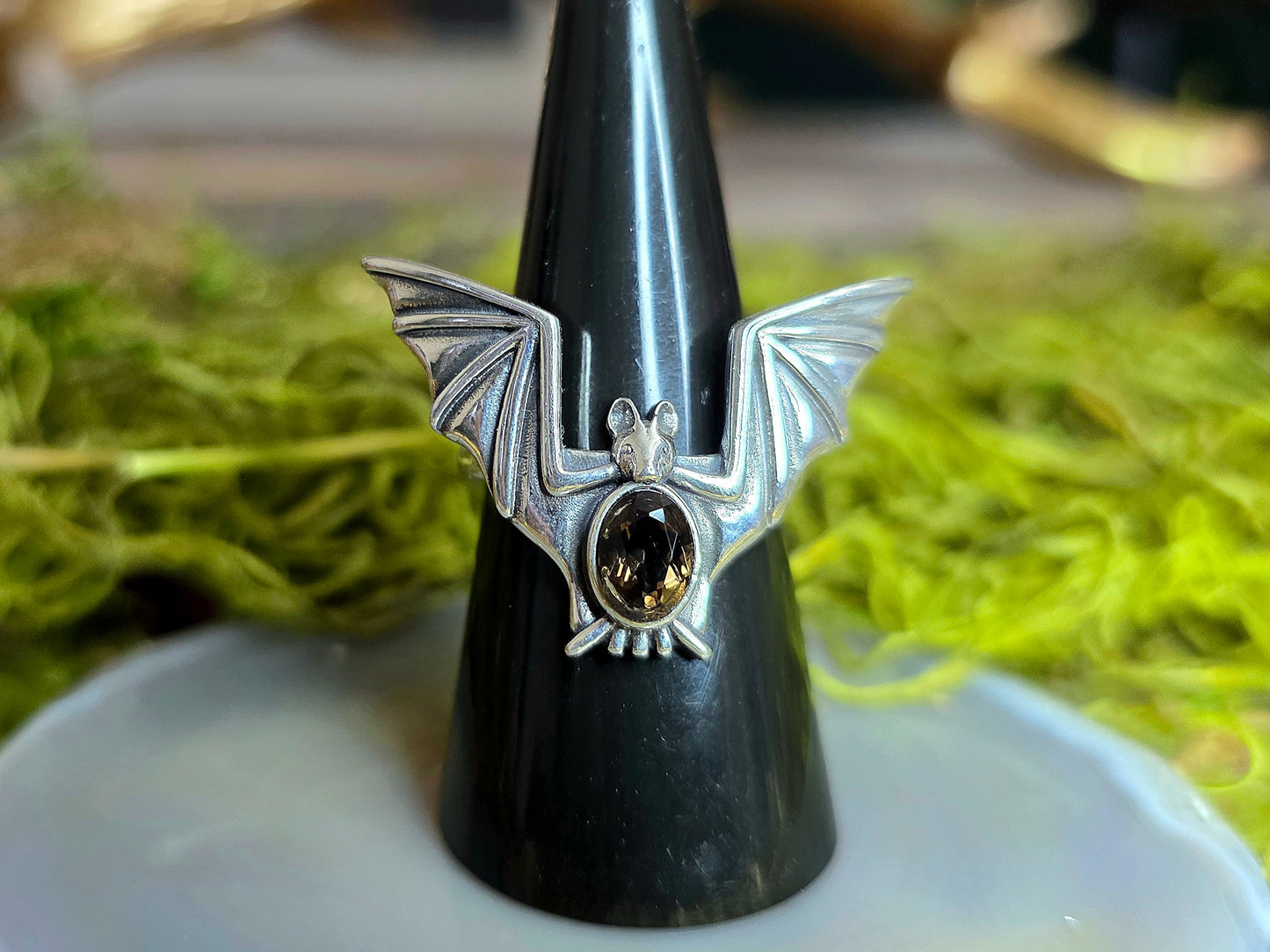 Smokey Quartz Bat Ring