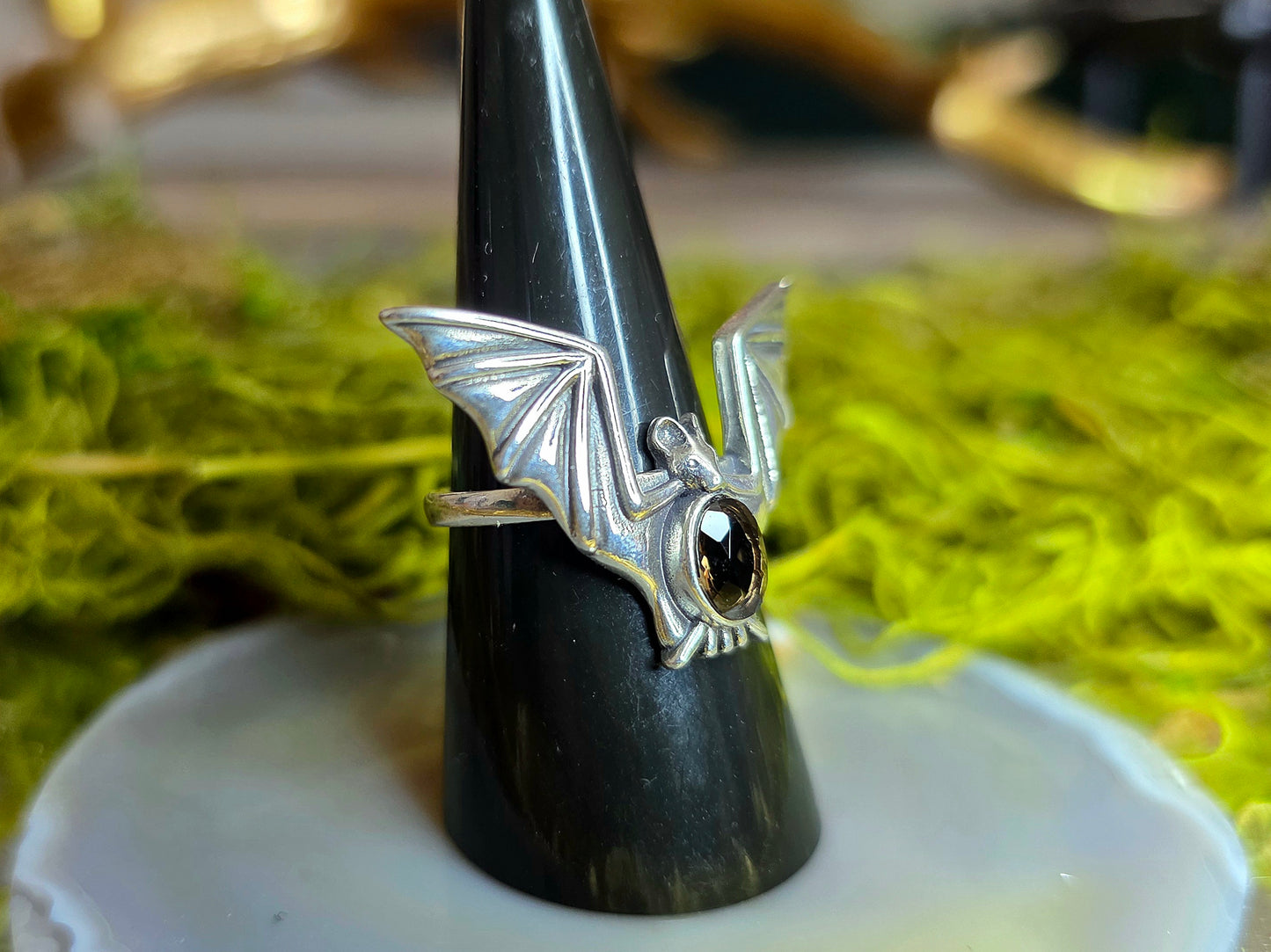 Smokey Quartz Bat Ring