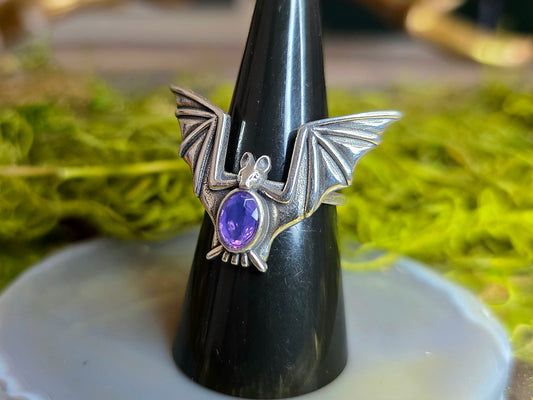 Lavender Moon Quartz Bat Ring