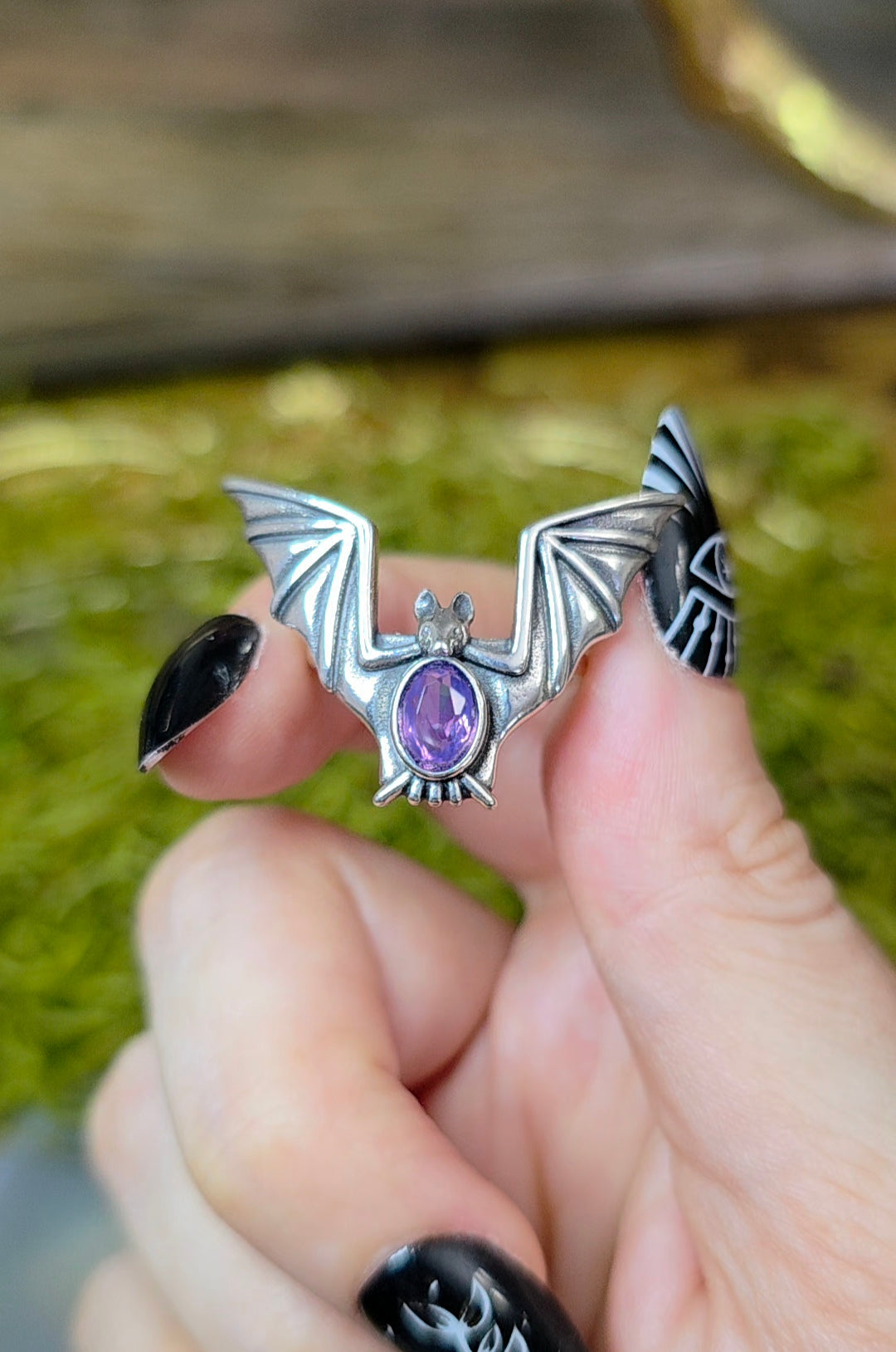 Lavender Moon Quartz Bat Ring