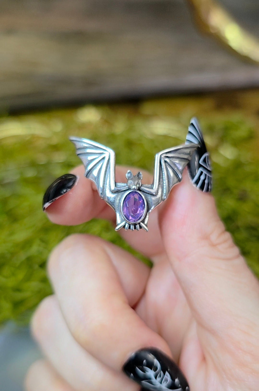 Lavender Moon Quartz Bat Ring