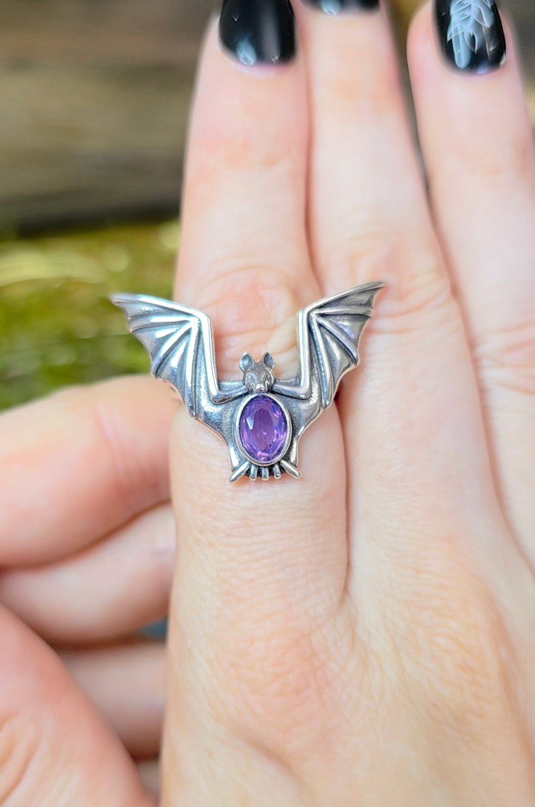 Lavender Moon Quartz Bat Ring