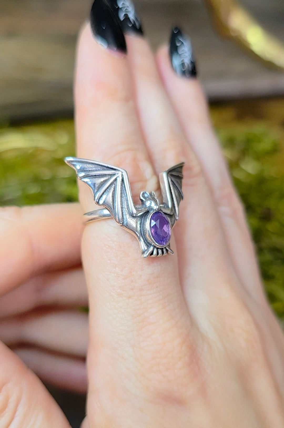 Lavender Moon Quartz Bat Ring