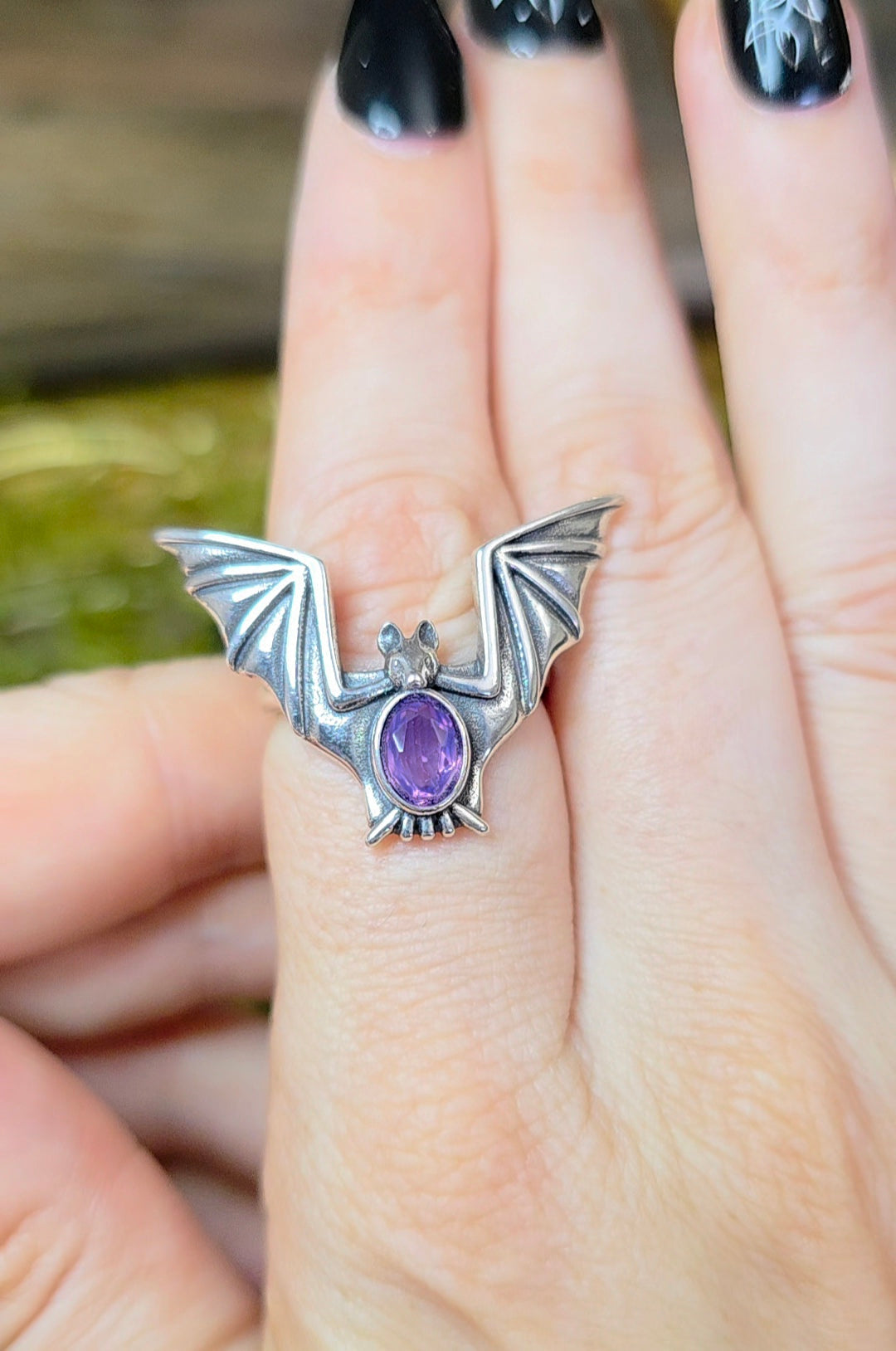 Lavender Moon Quartz Bat Ring