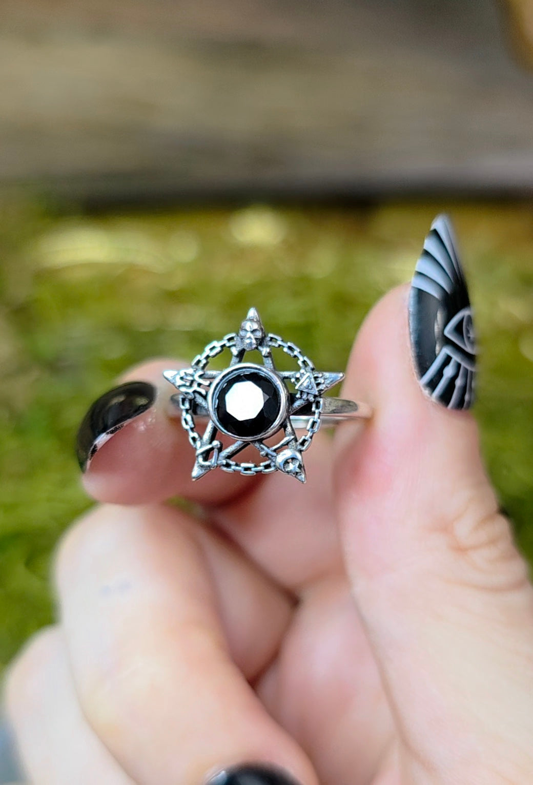 Black Spinel Pentagram Ring