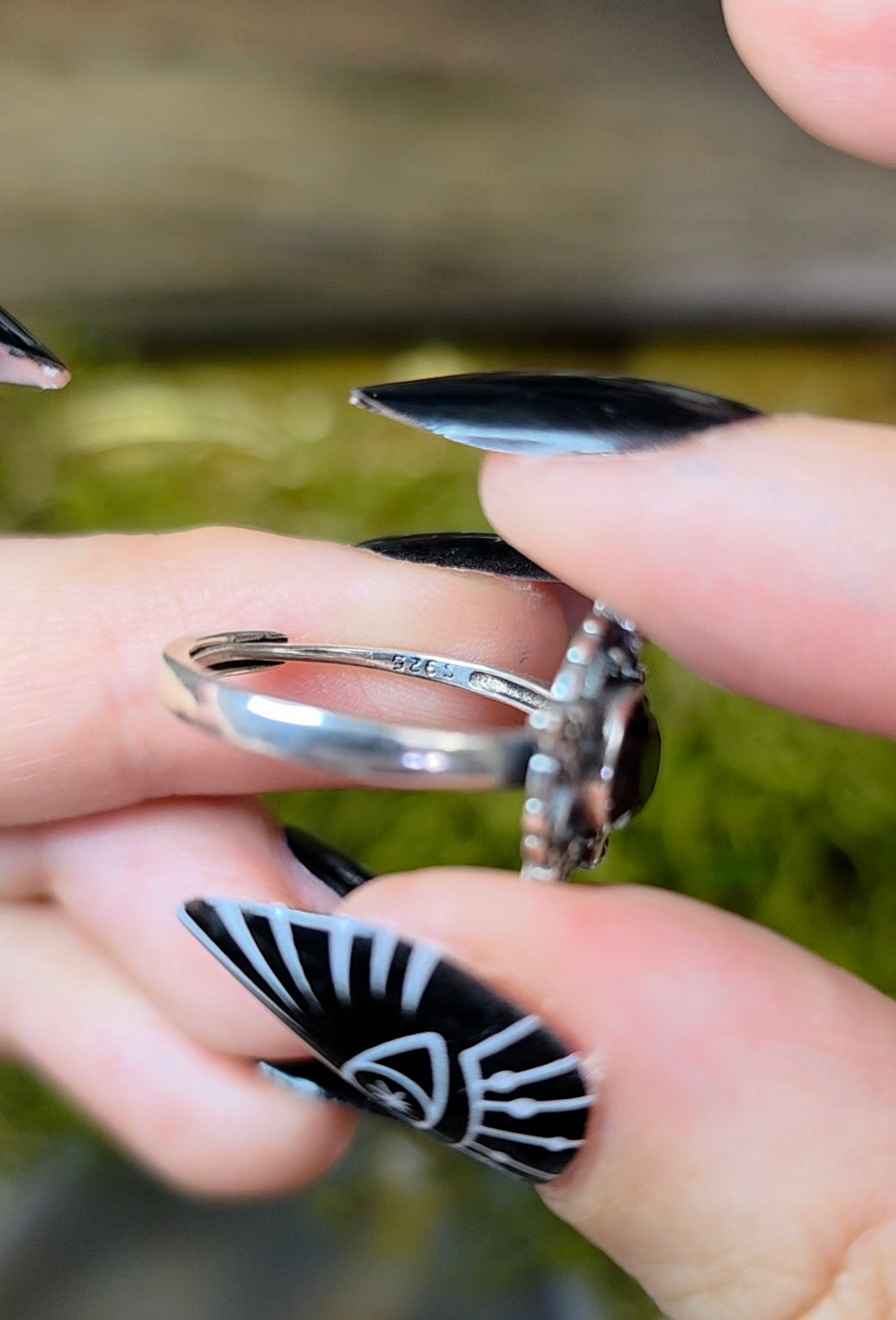 Black Spinel Pentagram Ring