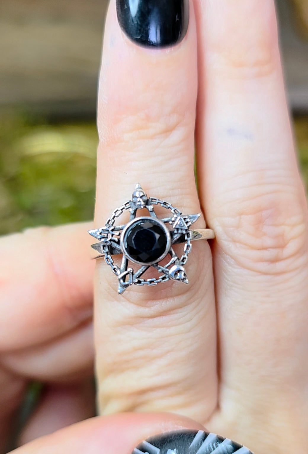Black Spinel Pentagram Ring