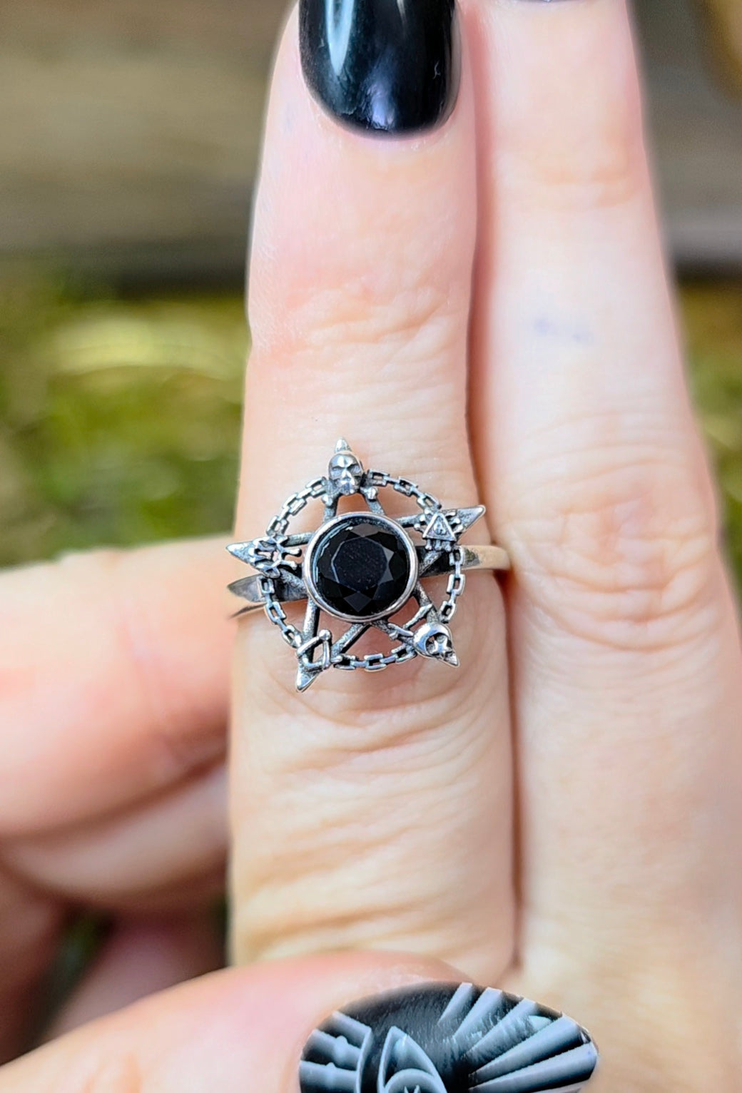 Black Spinel Pentagram Ring
