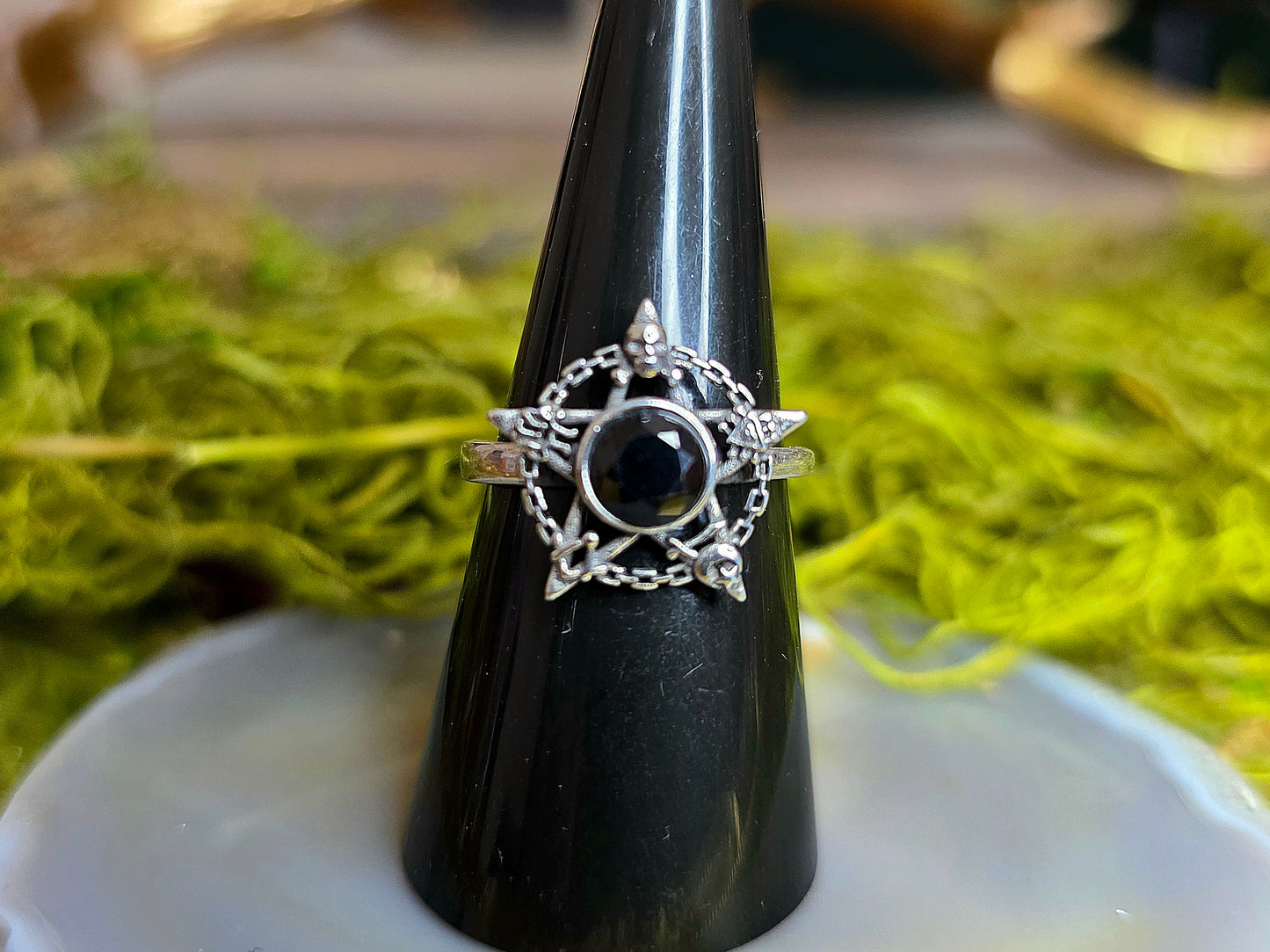 Black Spinel Pentagram Ring