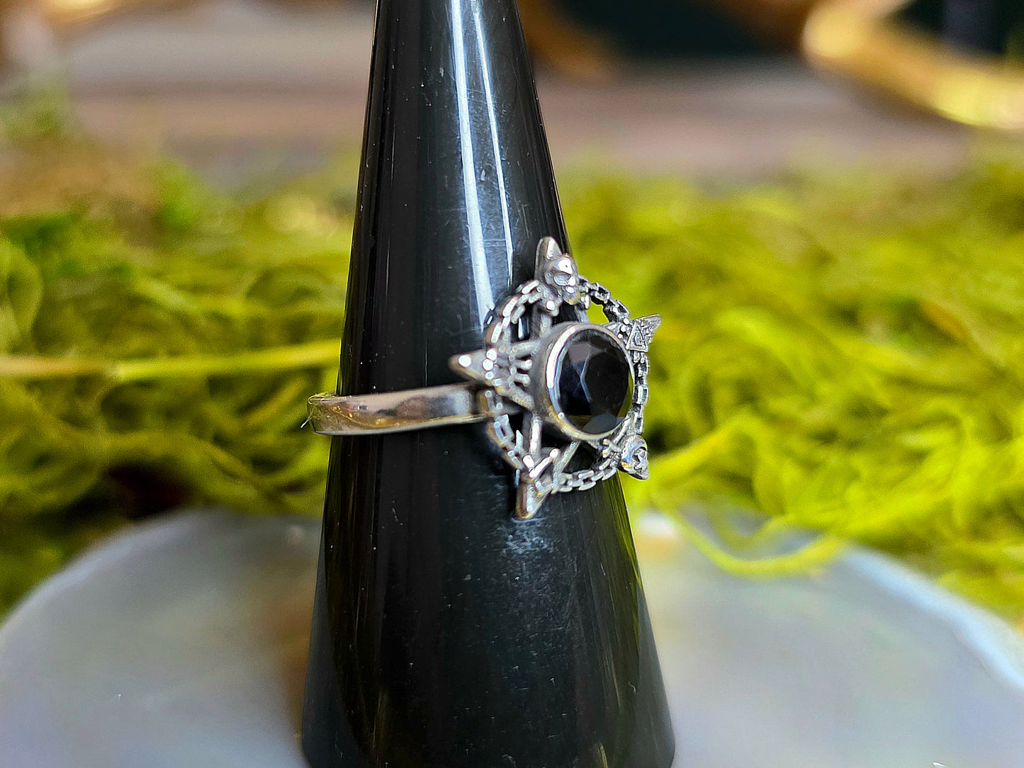 Black Spinel Pentagram Ring