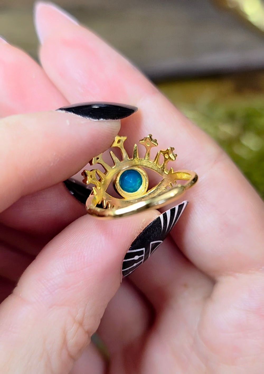 Blue Opal Evil Eye Ring