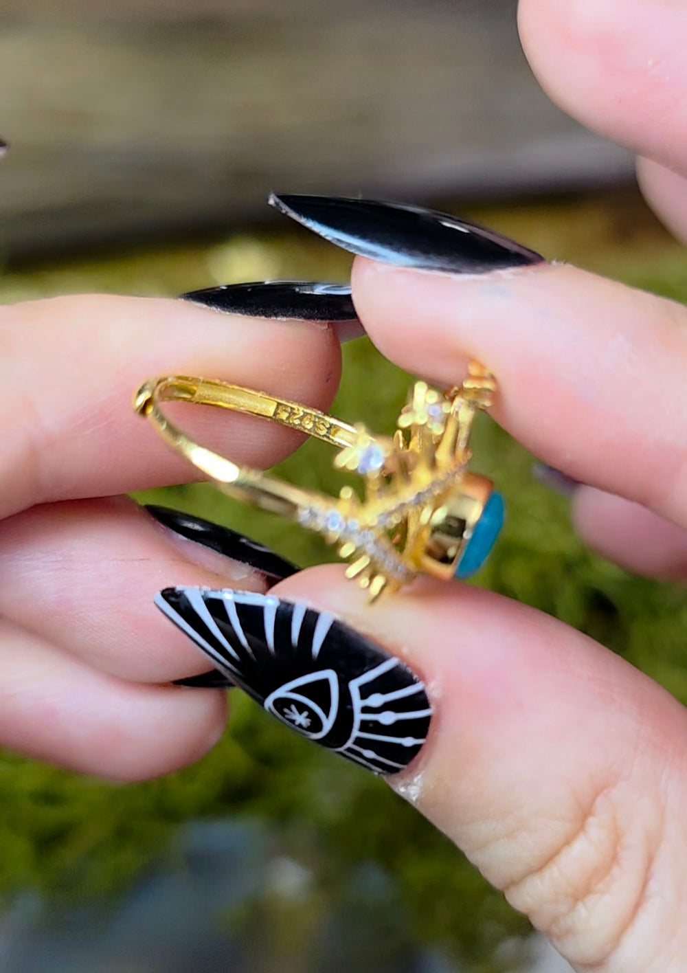 Blue Opal Evil Eye Ring