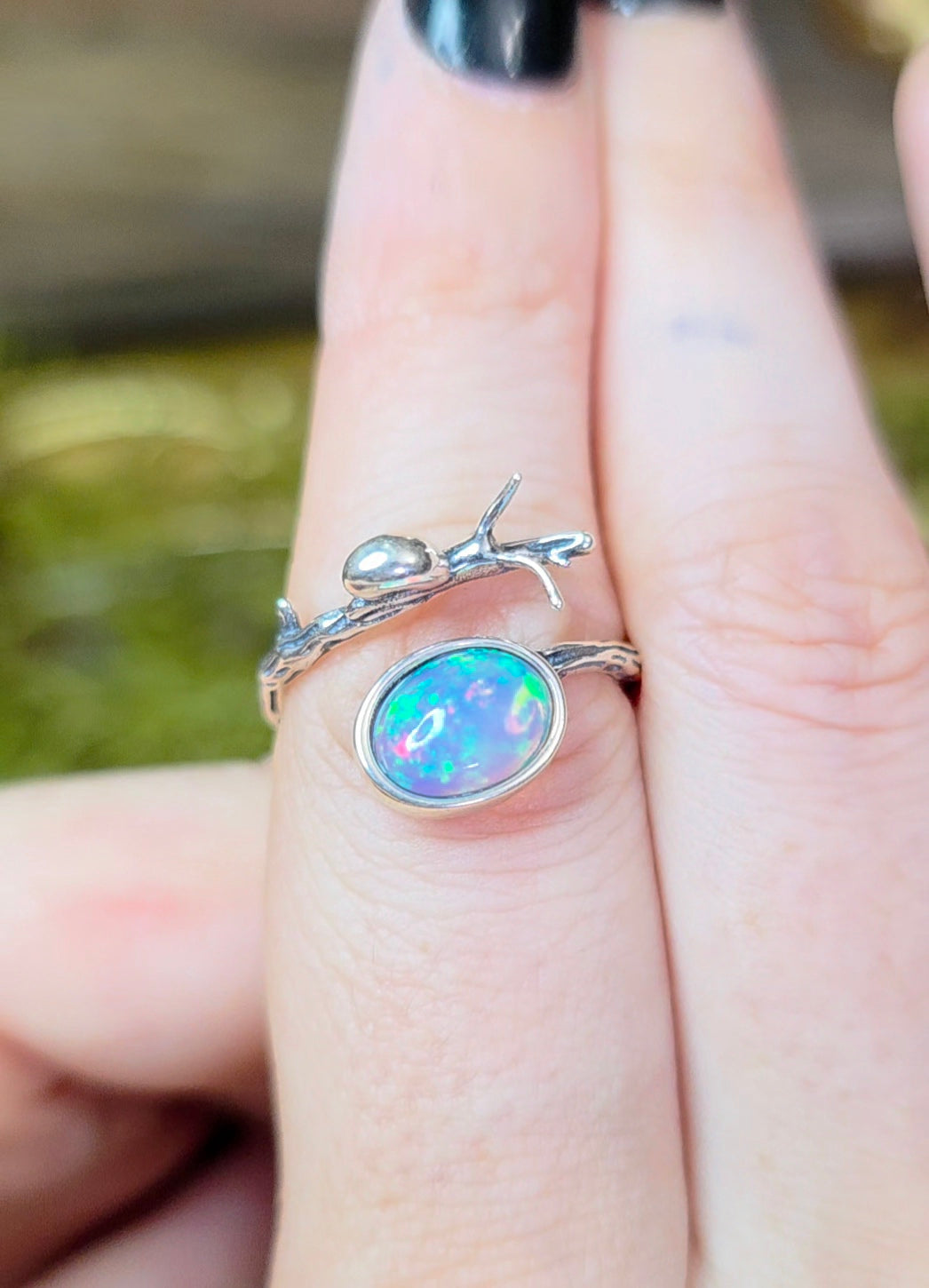 White Star Opal Snail Ring