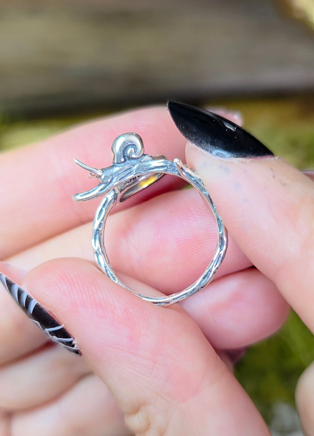 White Star Opal Snail Ring