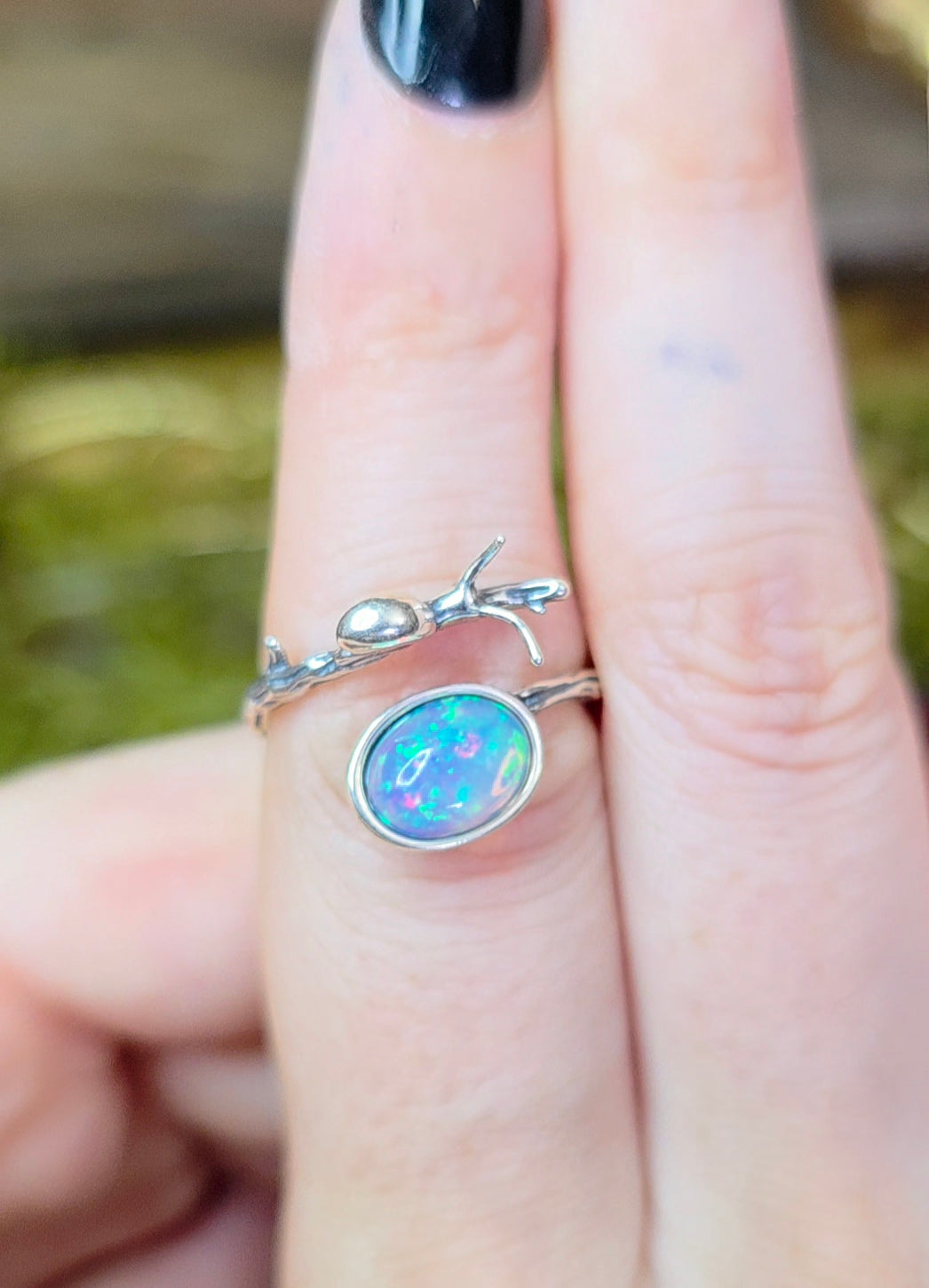 White Star Opal Snail Ring