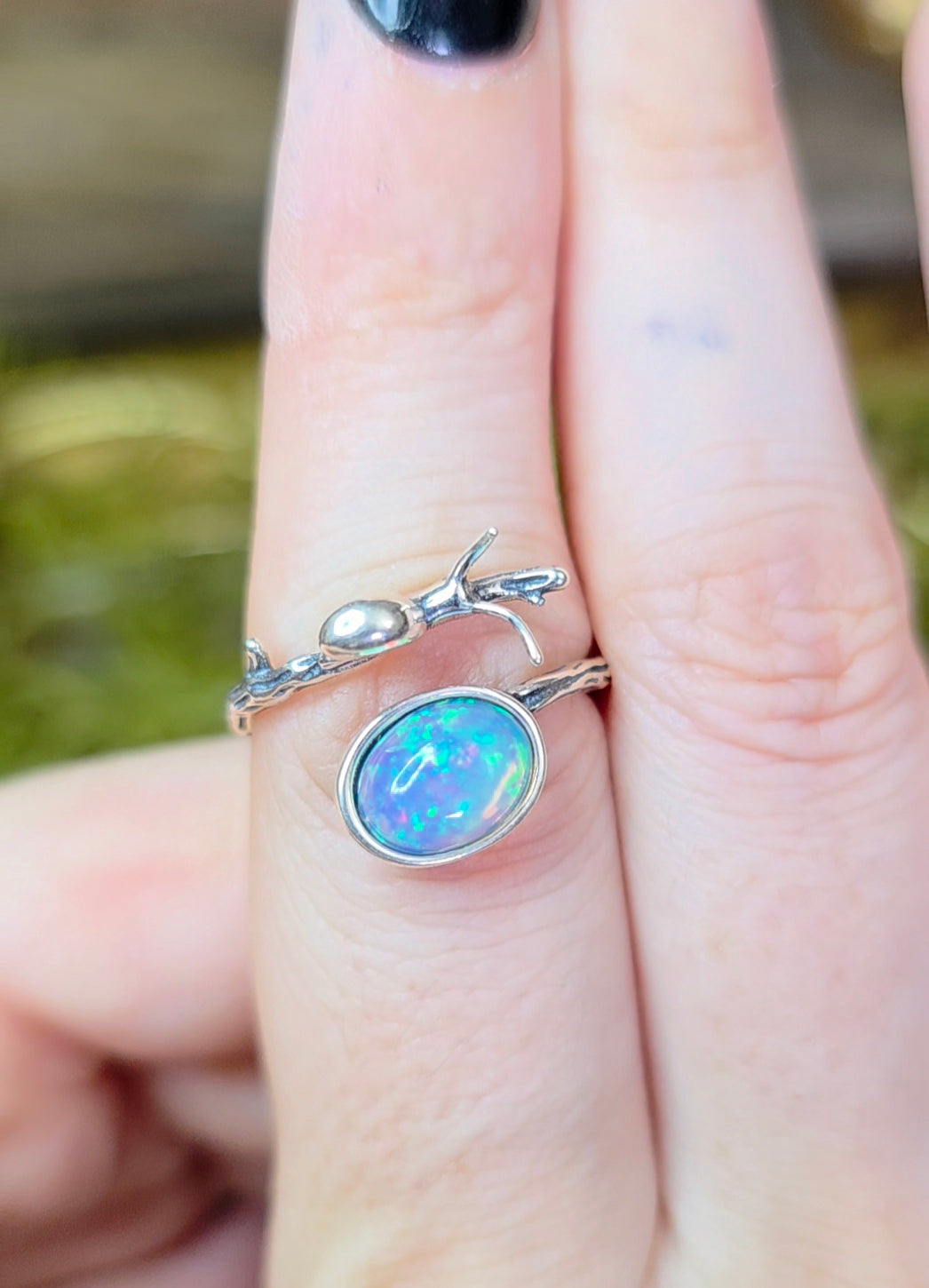 White Star Opal Snail Ring
