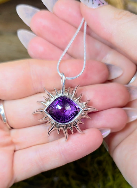Amethyst Evil Eye Pendant