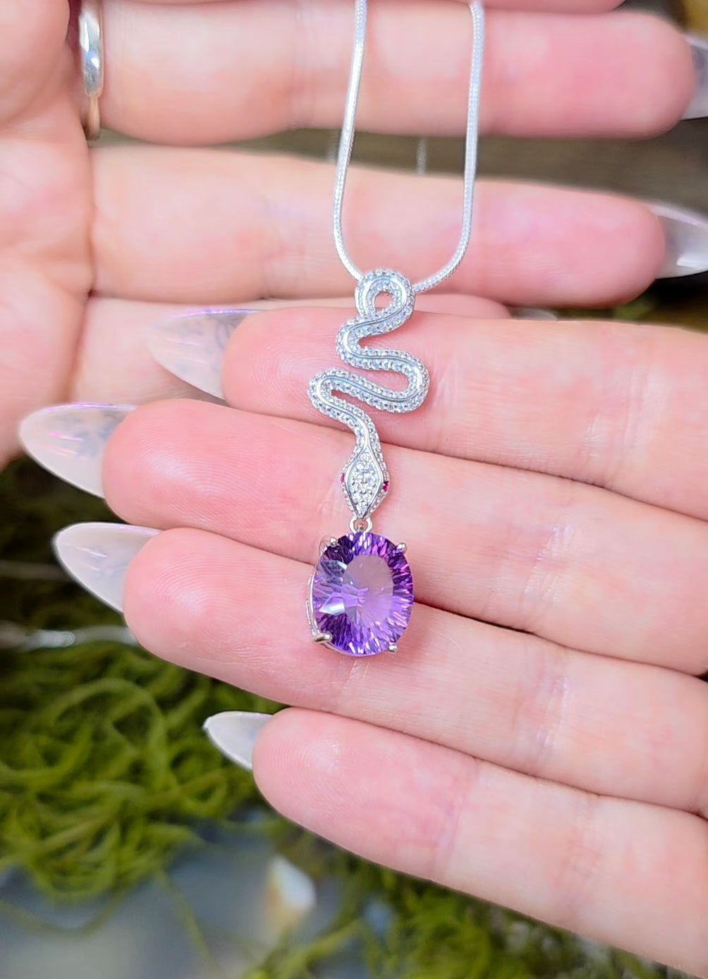 Amethyst Snake Pendant