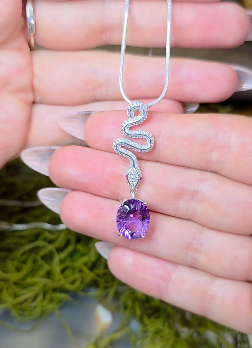 Amethyst Snake Pendant