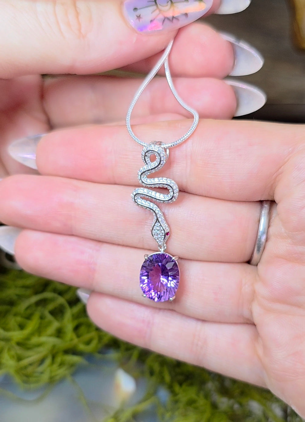 Amethyst Snake Pendant