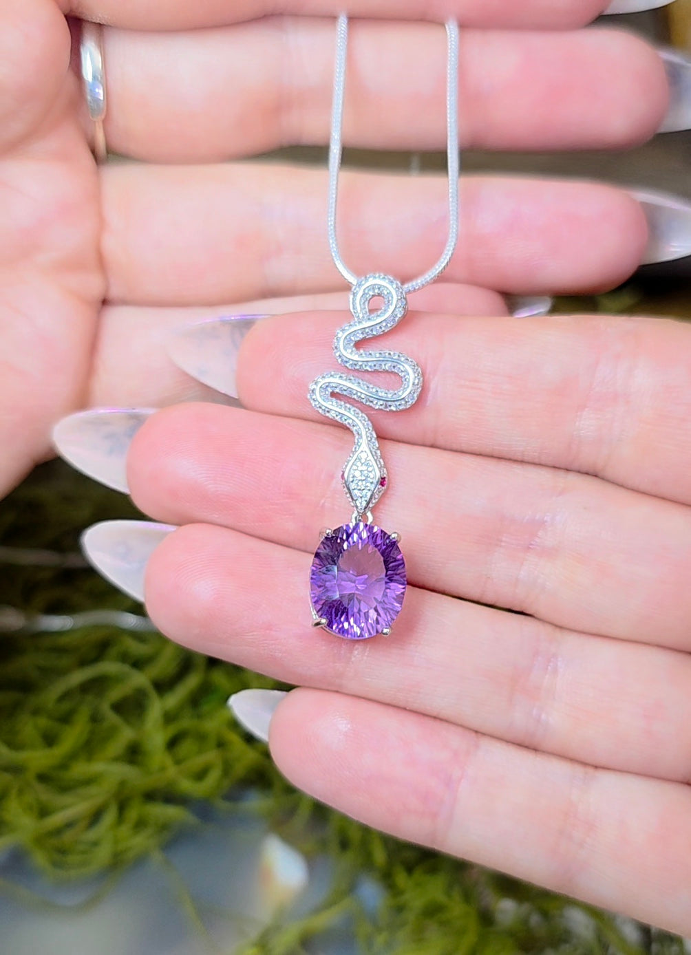 Amethyst Snake Pendant