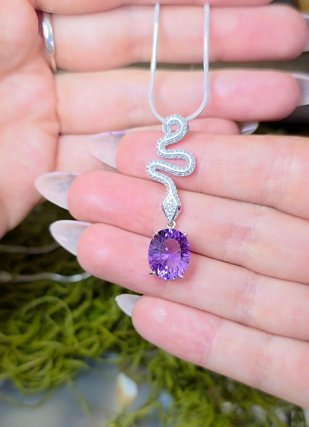 Amethyst Snake Pendant