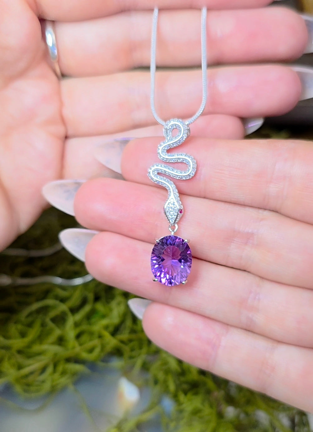 Amethyst Snake Pendant