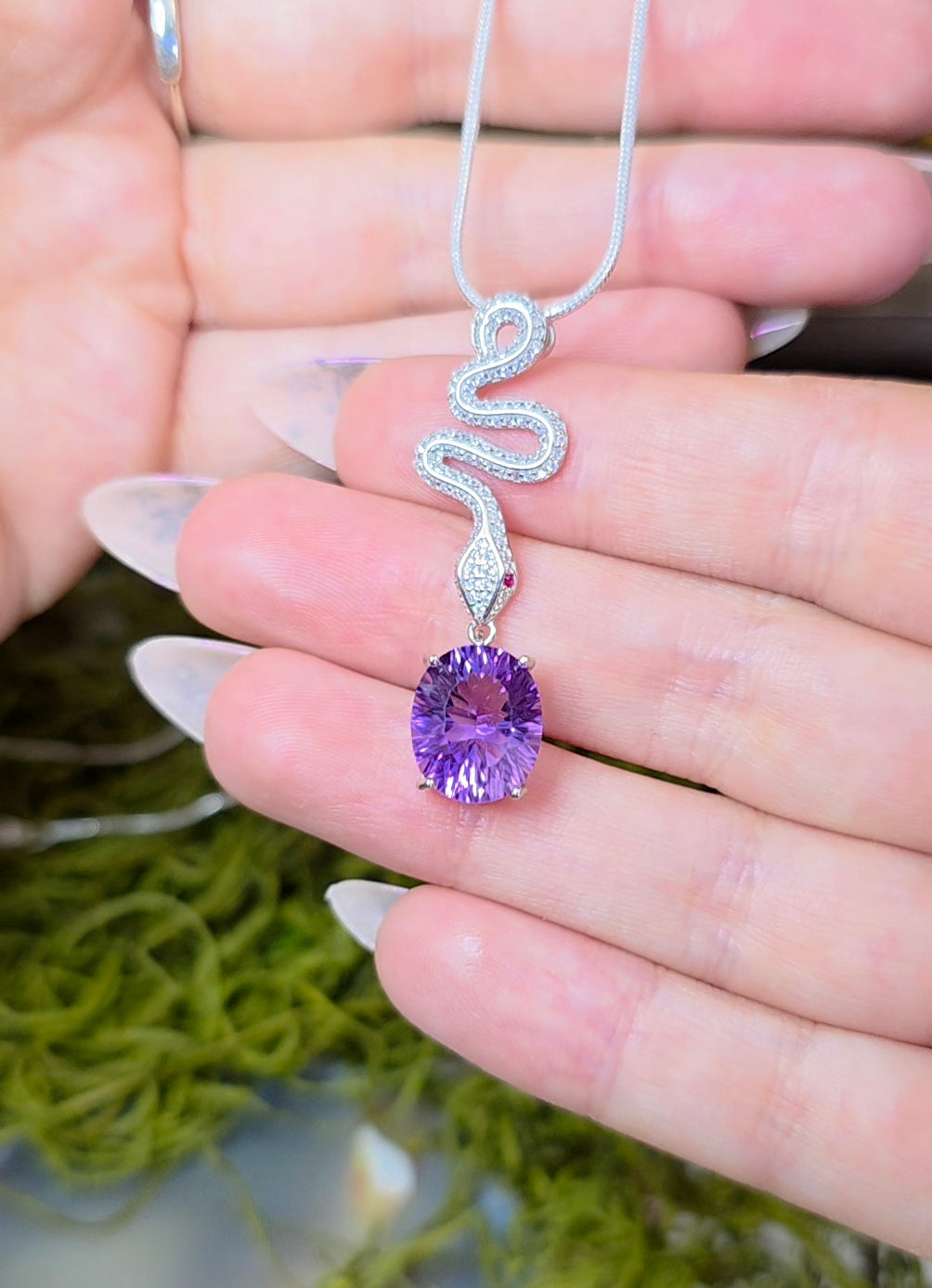 Amethyst Snake Pendant