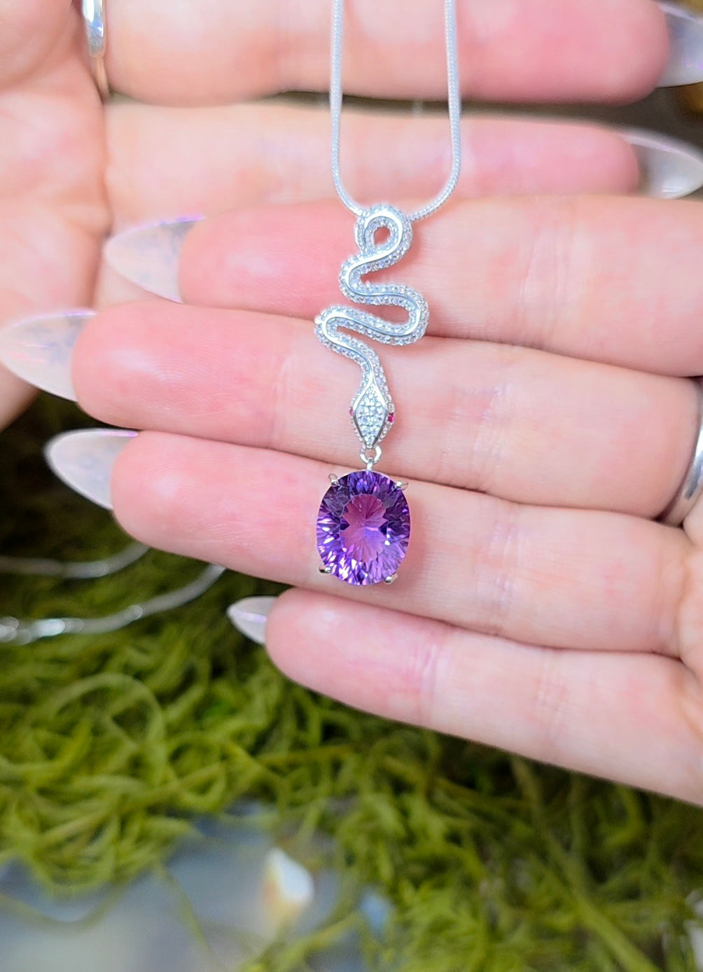 Amethyst Snake Pendant