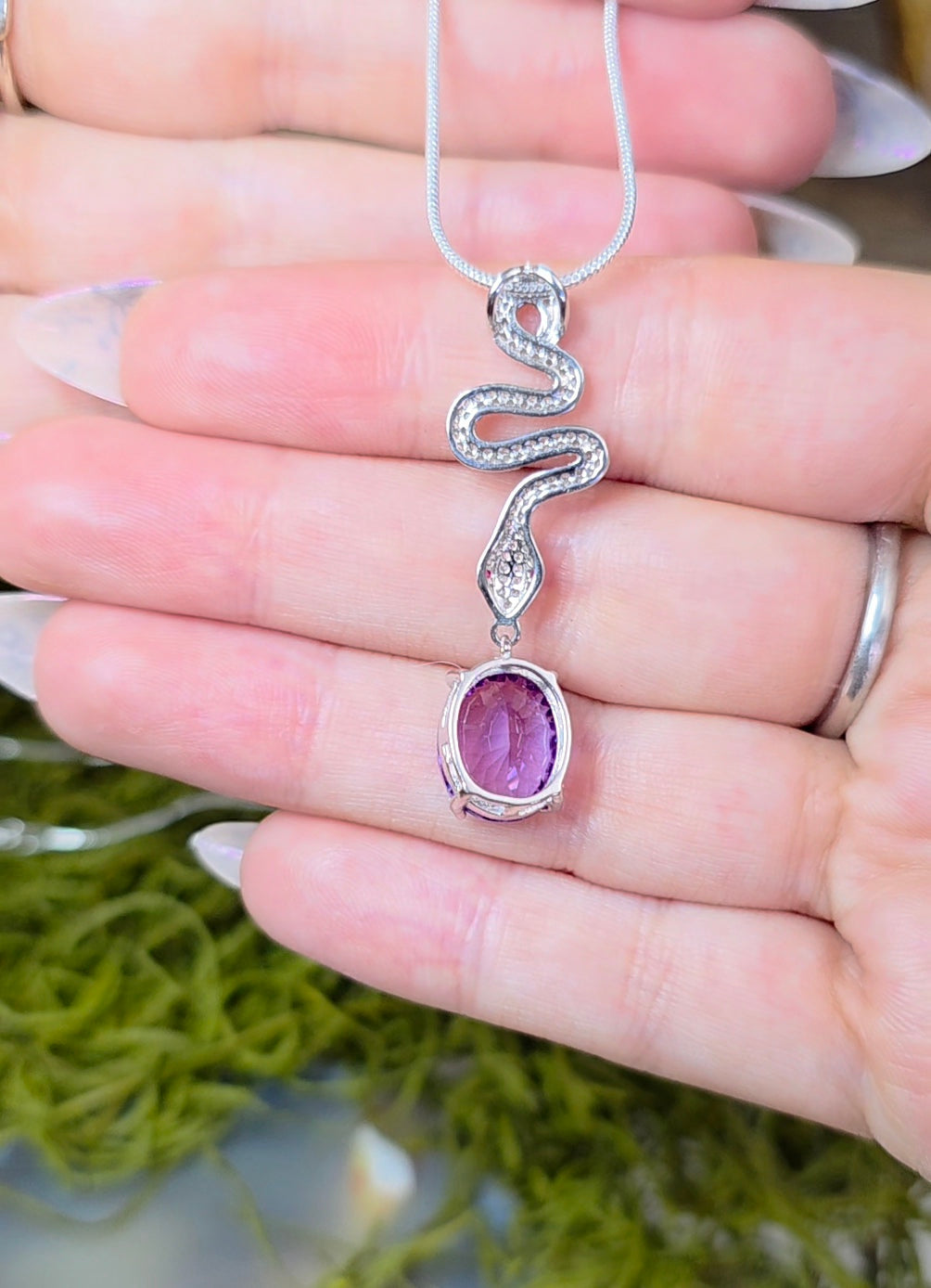 Amethyst Snake Pendant