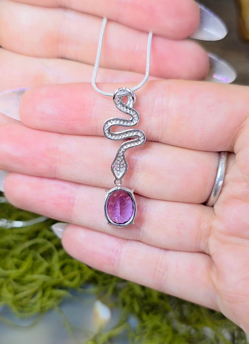 Amethyst Snake Pendant