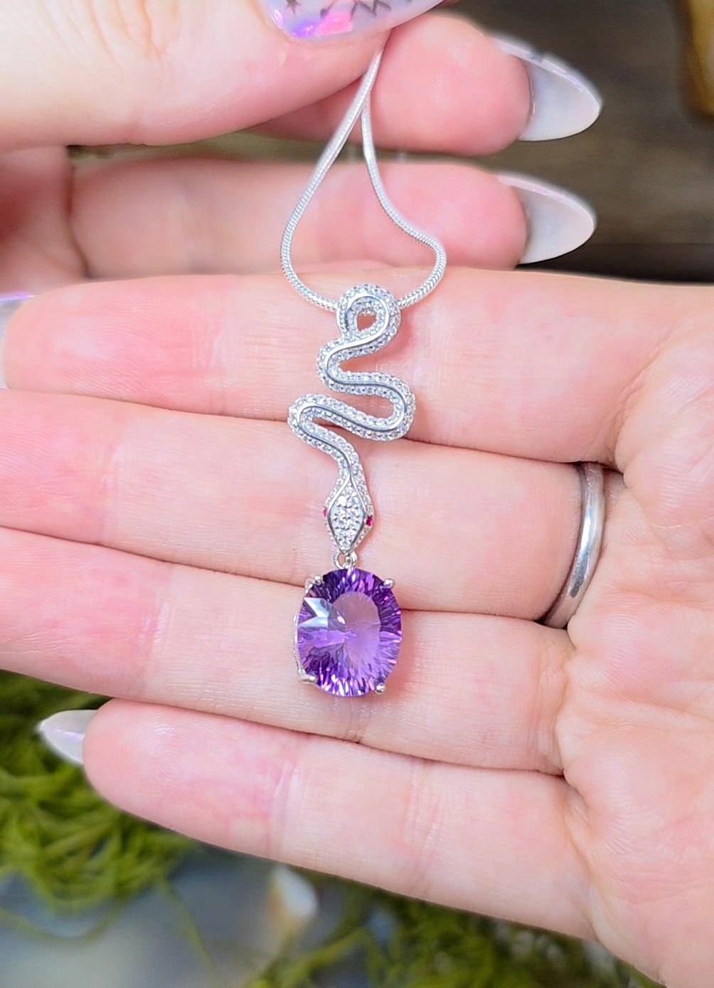 Amethyst Snake Pendant