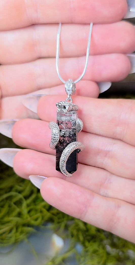 Black Rutile Snake Pendant