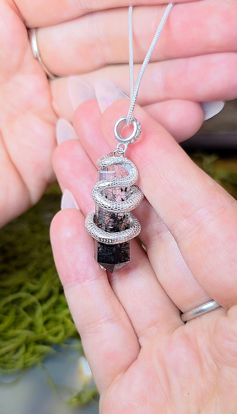 Black Rutile Snake Pendant