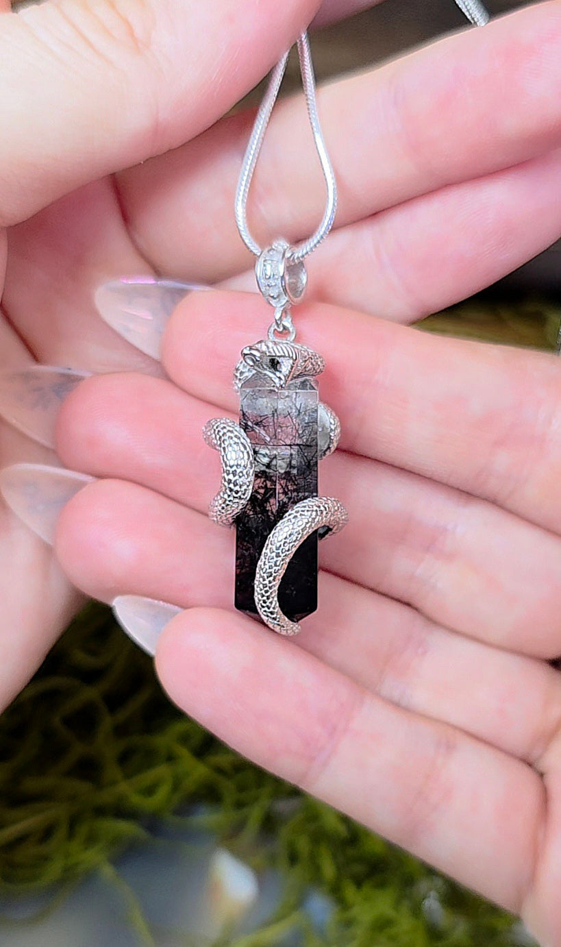 Black Rutile Snake Pendant