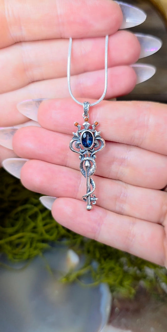 Topaz Snake and Key Pendant
