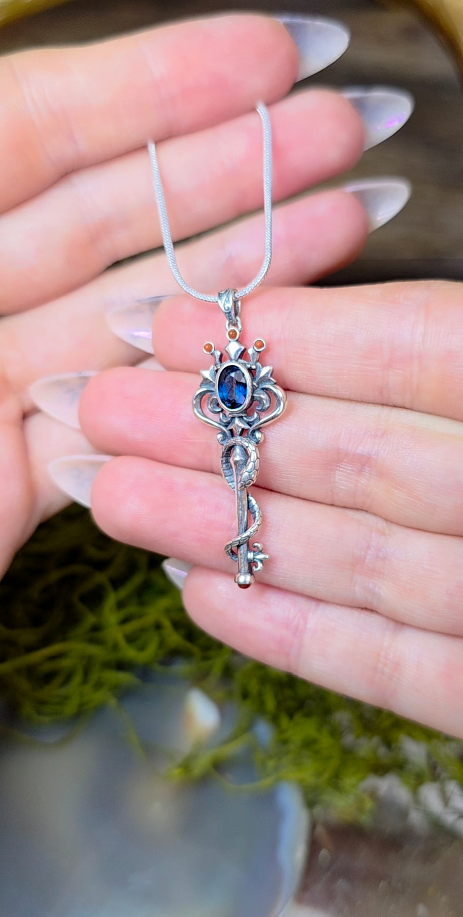 Topaz Snake and Key Pendant