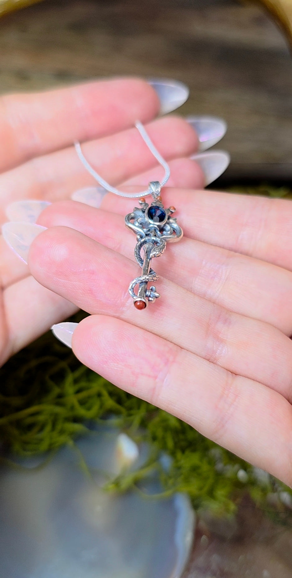 Topaz Snake and Key Pendant