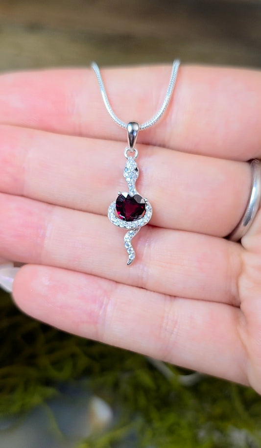 Garnet Snake Pendant