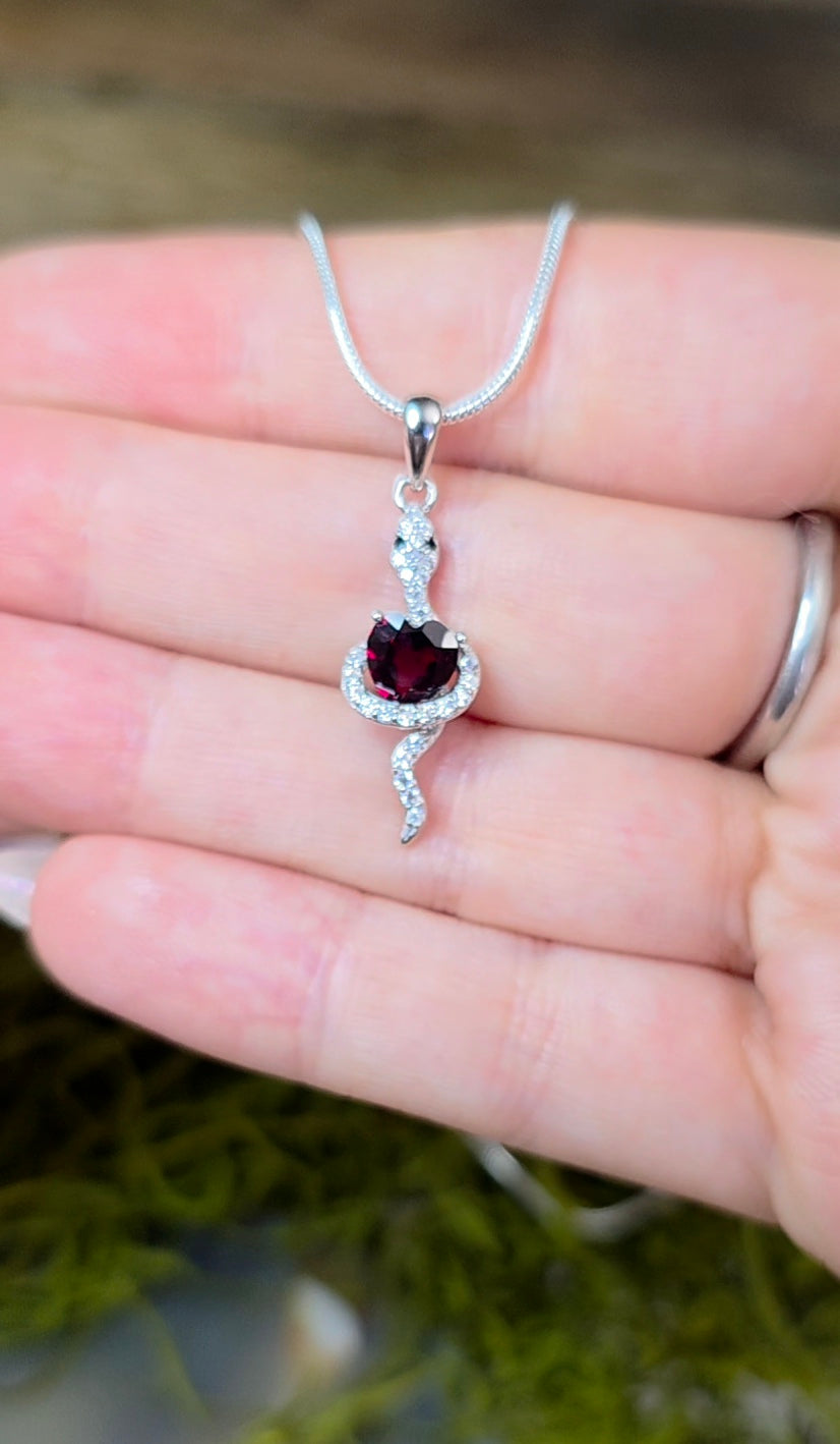 Garnet Snake Pendant