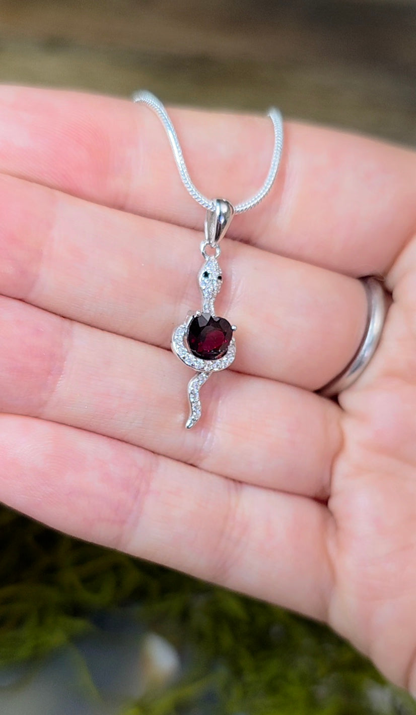Garnet Snake Pendant