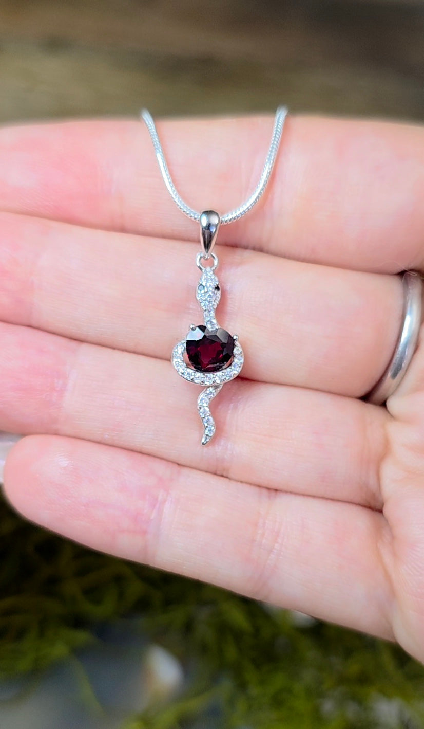 Garnet Snake Pendant