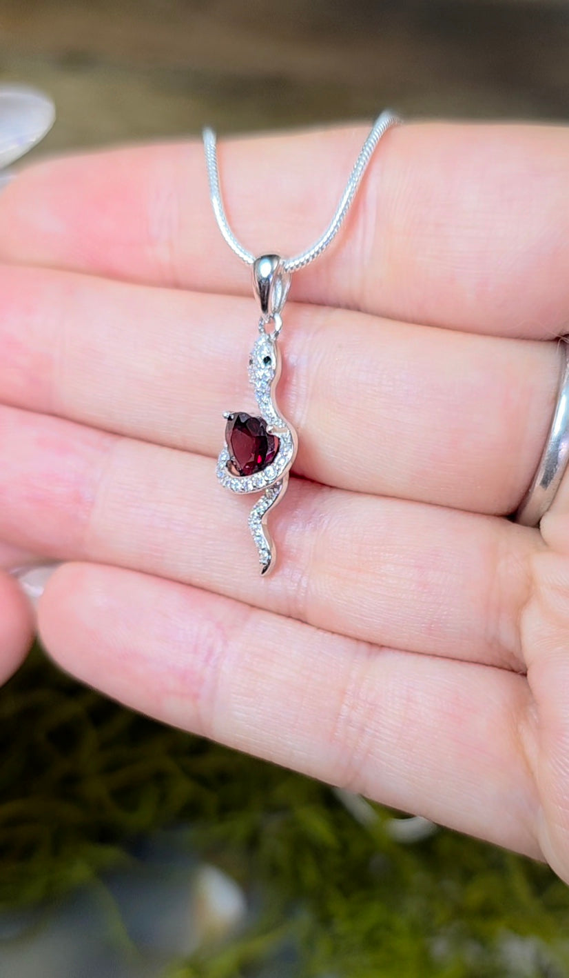 Garnet Snake Pendant