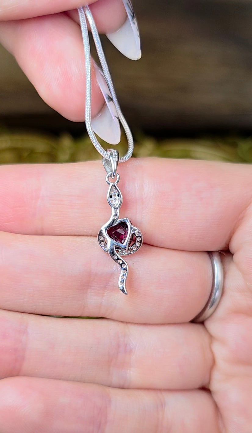 Garnet Snake Pendant