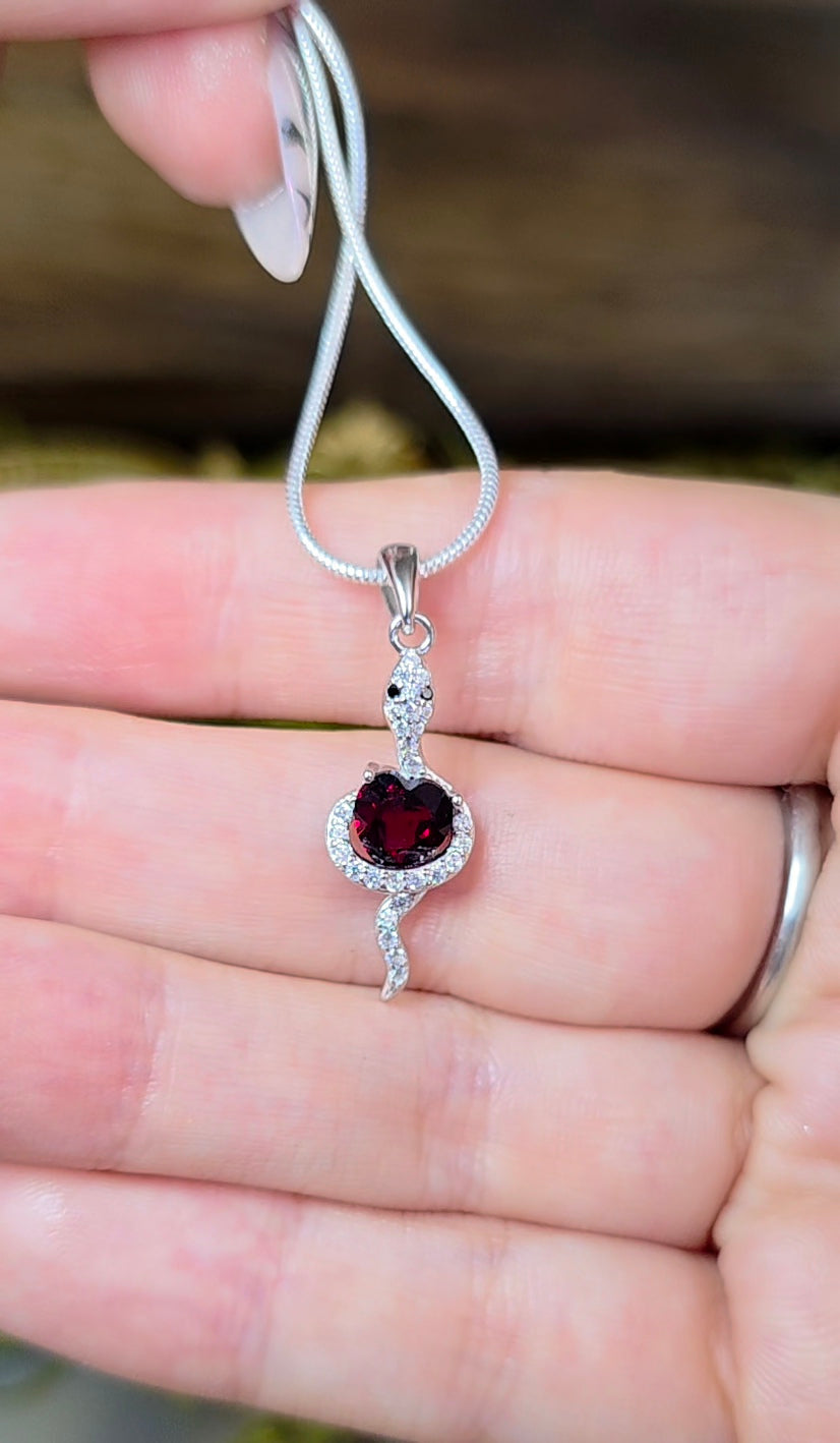 Garnet Snake Pendant