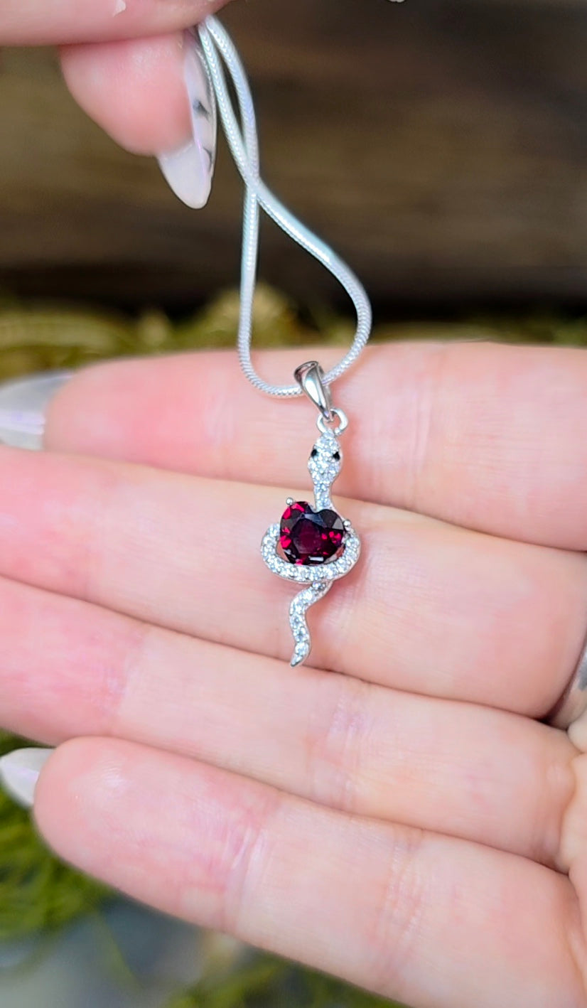 Garnet Snake Pendant